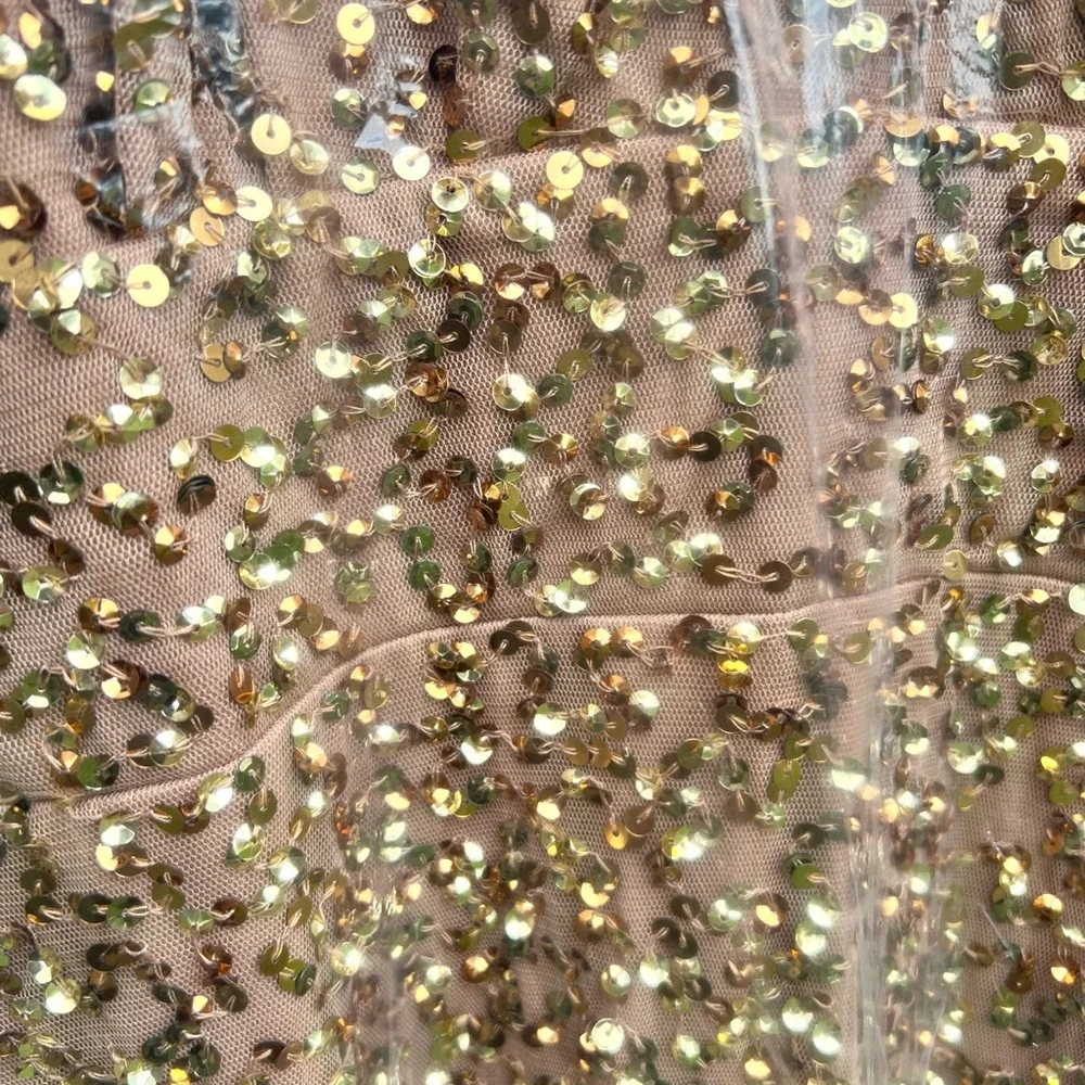 Mac Duggal style 10791 Bronze Long Sleeve Gown with V-Neck NWT - Picture 7 of 9